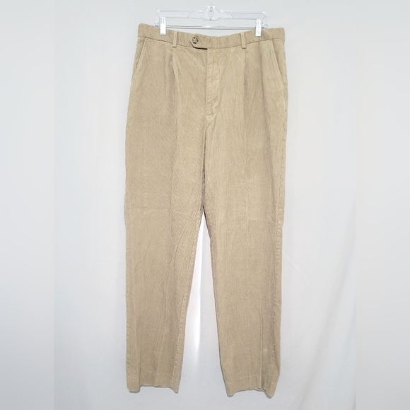 turnbury Other - Vintage Turnbury Pants Mens 36x34 Corduroy Pleated Baggy Loose Straight Tan